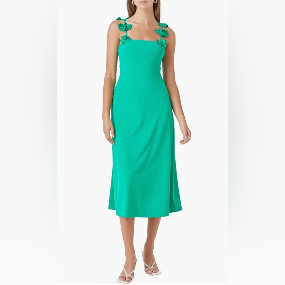 NWT Endless Rose Green Flower Strap Dress Size L